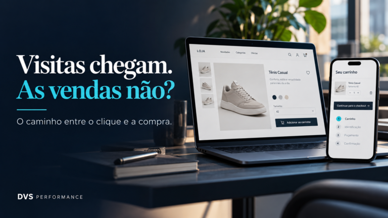 Notebook e celular com loja online e carrinho: visitas chegam, as vendas não?